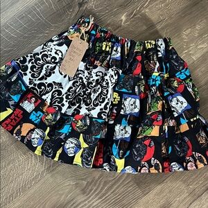 Star Wars Graphic Skirt with Black and White Patterns